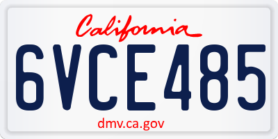 CA license plate 6VCE485