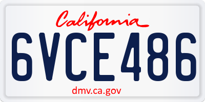 CA license plate 6VCE486