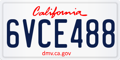 CA license plate 6VCE488