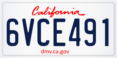 CA license plate 6VCE491