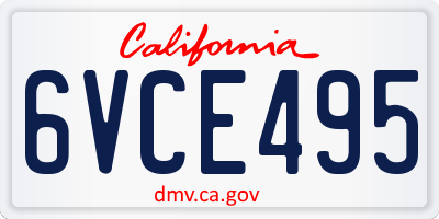 CA license plate 6VCE495