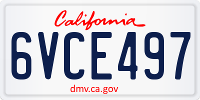 CA license plate 6VCE497