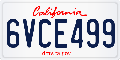CA license plate 6VCE499