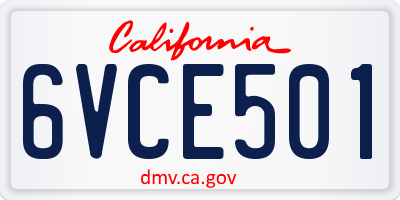 CA license plate 6VCE501
