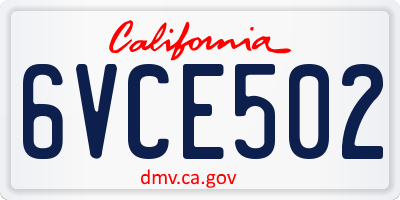 CA license plate 6VCE502