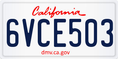 CA license plate 6VCE503