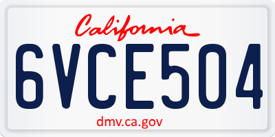 CA license plate 6VCE504