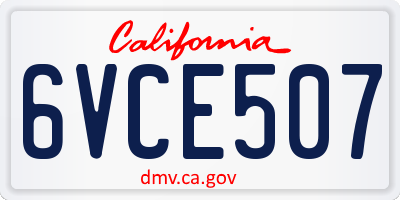 CA license plate 6VCE507
