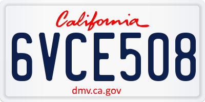 CA license plate 6VCE508