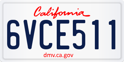 CA license plate 6VCE511