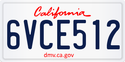 CA license plate 6VCE512
