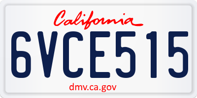 CA license plate 6VCE515