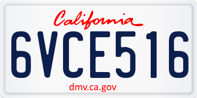 CA license plate 6VCE516