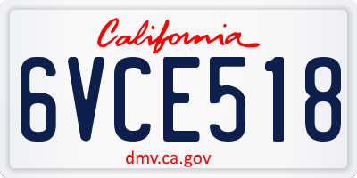 CA license plate 6VCE518