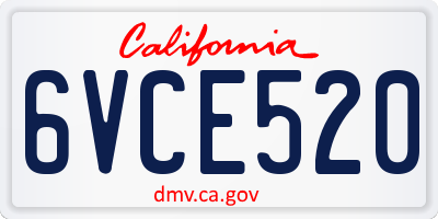 CA license plate 6VCE520