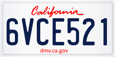 CA license plate 6VCE521