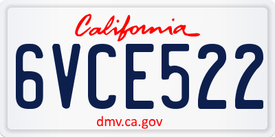 CA license plate 6VCE522