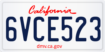 CA license plate 6VCE523