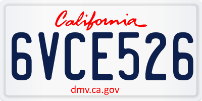 CA license plate 6VCE526