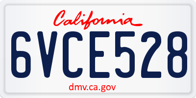 CA license plate 6VCE528