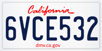 CA license plate 6VCE532