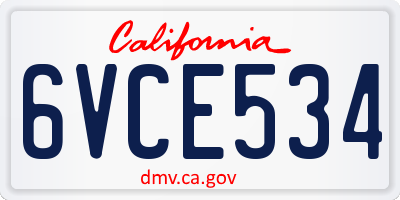 CA license plate 6VCE534