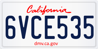 CA license plate 6VCE535