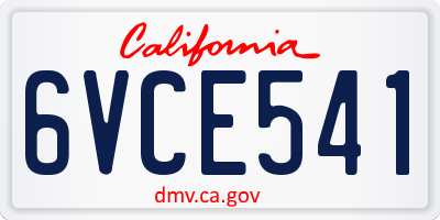 CA license plate 6VCE541