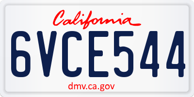 CA license plate 6VCE544