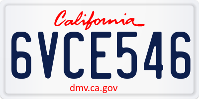 CA license plate 6VCE546