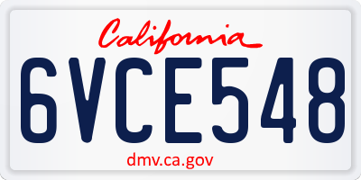 CA license plate 6VCE548
