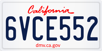 CA license plate 6VCE552