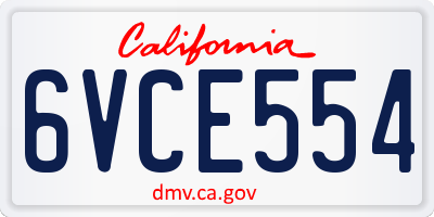 CA license plate 6VCE554