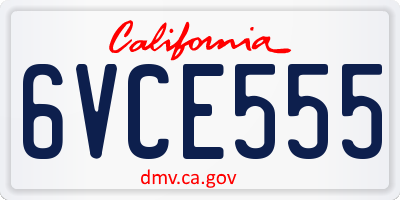 CA license plate 6VCE555