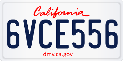 CA license plate 6VCE556