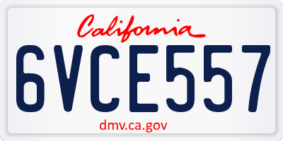 CA license plate 6VCE557