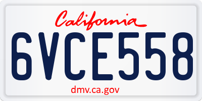 CA license plate 6VCE558