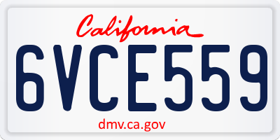 CA license plate 6VCE559