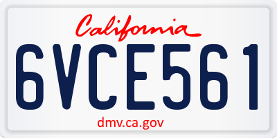 CA license plate 6VCE561