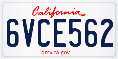CA license plate 6VCE562