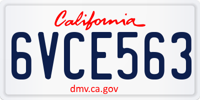 CA license plate 6VCE563