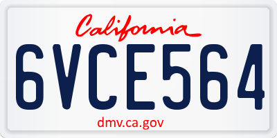 CA license plate 6VCE564