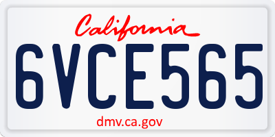 CA license plate 6VCE565