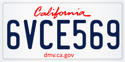 CA license plate 6VCE569