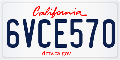 CA license plate 6VCE570
