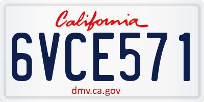 CA license plate 6VCE571