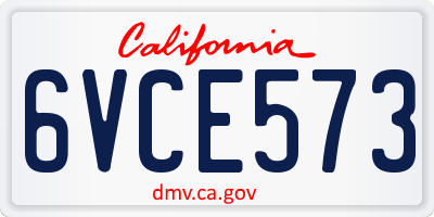 CA license plate 6VCE573
