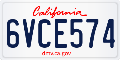 CA license plate 6VCE574