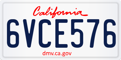 CA license plate 6VCE576