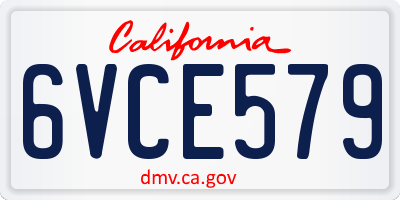 CA license plate 6VCE579